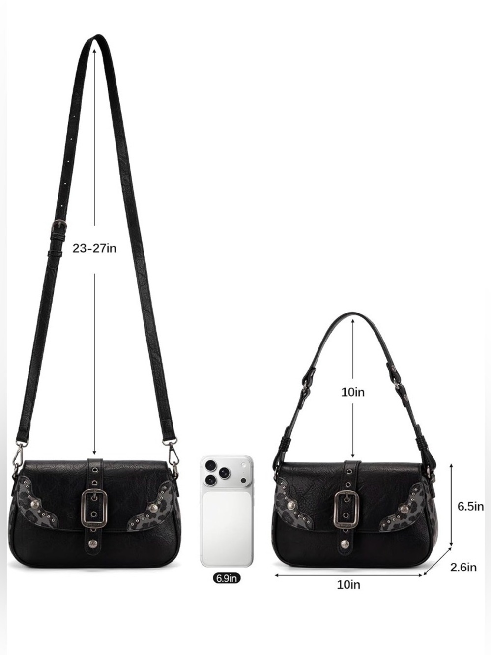 Wrangler Black/Leopard Shoulder Bag - Picture 5 of 5